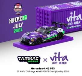 Mercedes Benz  - AMG GT3 2020 purple/white - 1:64 - Tarmac - T64-008-WATER - TC-T64-008WATER | Toms Modelautos
