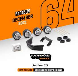 Rims &amp; tires Wheels & tires - Rotiform OZT silver/black - 1:64 - Tarmac - T64W-008SL - TC-T64W008SL | Toms Modelautos