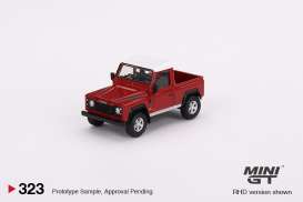 Land Rover  - Defender 90 pick-up masai red/white - 1:64 - Mini GT - 00323-L - MGT00323lhd | Tom's Modelauto's