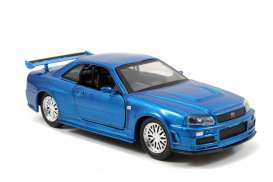 Nissan  - Skyline GTR R34 F&F blue - 1:32 - Jada Toys - 97185 - jada253202000b | Toms Modelautos