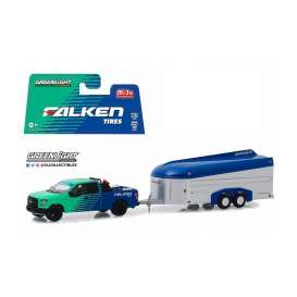 Ford  - F-150 & Aerovault Trailer 2017 blue/green/silver - 1:64 - GreenLight - 51244 - gl51244 | Tom's Modelauto's