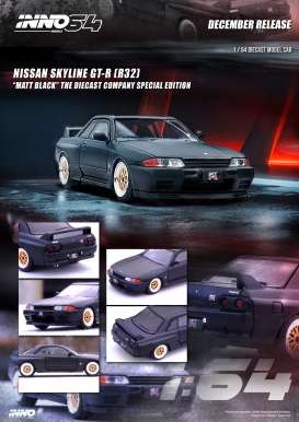 Nissan  - Skyline GT-R R32  matt black - 1:64 - Inno Models - in64-R32-MB - in64-R32-MB | Toms Modelautos