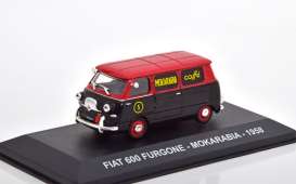 Fiat  - 600 van 1958 red/black - 1:43 - Magazine Models - magPubFi1958 | Toms Modelautos