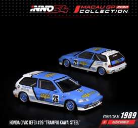 Honda  - Civic EF3 #26 1989 light blue/white - 1:64 - Inno Models - in64EF3MGP20KS - in64EF3MGP20KS | Toms Modelautos