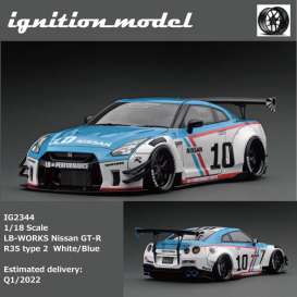 LB Works Nissan - GT-R R35 white/blue - 1:18 - Ignition - IG2344 - IG2344 | Toms Modelautos