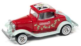 Ford  - Monopoly Hi Boy Coupe 1932 red/green - 1:64 - Johnny Lightning - SP213 - JLSP213 | Toms Modelautos
