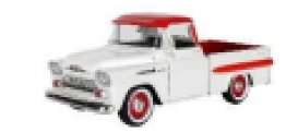 Chevrolet  - Apache Fleetline pick-up 1958 white/red - 1:24 - Motor Max - 79311wr - mmax79311wr | Toms Modelautos