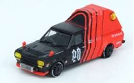 Nissan  - Sunny Hakotora black/red - 1:64 - Inno Models - in64-HKT-09RAD - in64-HKT-09RAD | Toms Modelautos