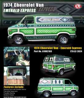 Chevrolet  - G-series Van *Emerald Express* 1974 green/white - 1:18 - Acme Diecast - 1802103 - acme1802103 | Toms Modelautos