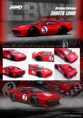 LB Works  - (Ferrari) 308 GTB 2023 red - 1:64 - Inno Models - in64-LBWK308-RED - in64-LBWK308-RED | Toms Modelautos