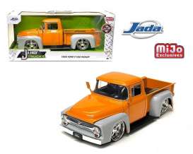 Ford  - F100 Custom 1956 orange/grey - 1:24 - Jada Toys - 34309 - jada34309ogy | Toms Modelautos