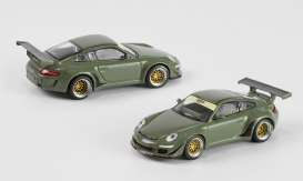 Porsche  - RWB 997 dark green - 1:64 - Pop Race Limited - PR640063 - PR640063 | Tom's Modelauto's