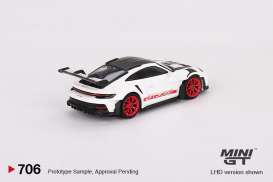 Porsche  - 911 (992) GTS RS *Weissach* 2024 white/red/black - 1:64 - Mini GT - 00706-L - MGT00706lhd | Toms Modelautos