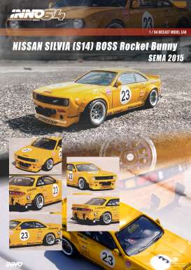 Nissan  - Silvia S14 2015 yellow - 1:64 - Inno Models - in64-S14B-RB15 - in64-S14B-RB15 | Tom's Modelauto's