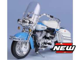 Harley Davidson  - FLH 1966 blue/white - 1:18 - Maisto - 39360-23104 - mai23104 | Toms Modelautos