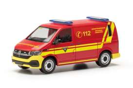 Volkswagen  - T6.1 yellow/red - 1:87 - Herpa - H097932 - herpa097932 | Toms Modelautos