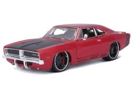 Dodge  - Charger R/T 1969 red/black - 1:24 - Maisto - 32537 - mai32537 | Toms Modelautos