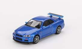 Nissan  - Skyline GT-R (R34) 1999 blue - 1:64 - Mini GT - 00759-R - MGT00759rhd | Toms Modelautos