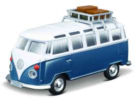 Volkswagen  - Samba Van blue/white - Maisto - 21237B - mai21237B | Toms Modelautos