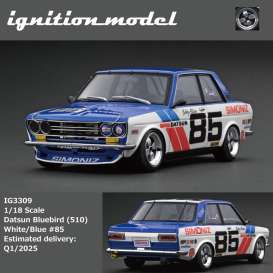 Datsun  - Bluebird 510 white/blue - 1:18 - Ignition - IG3309 - IG3309 | Toms Modelautos