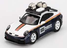 Porsche  - 911 2023 white/blue - 1:64 - Mini GT - 00805-L - MGT00805lhd | Toms Modelautos