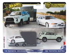 Toyota  - Supra & 4Runner + Trailer 1989 white - 1:64 - Hotwheels - HRV37 - hwmvHRV37 | Toms Modelautos