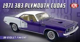 Plymouth  - 383 Cuda 1971 purple/white - 1:18 - Acme Diecast - 1806135VT - acme1806135VT | Toms Modelautos