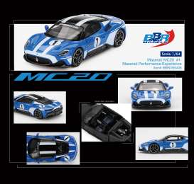 Maserati  - MC20 2023 blue/white - 1:64 - BBR - BBRDIE6408 - BBRDIE6408 | Toms Modelautos