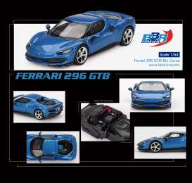 Ferrari  - 296 GTB 2024 blue - 1:64 - BBR - BBRFER64004 - BBRFER64004 | Toms Modelautos