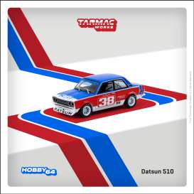 Datsun  - 510 1973 white/blue/red - 1:64 - Tarmac - T64-052-73SCCA38 - TC-T64-052-73SCCA38 | Toms Modelautos