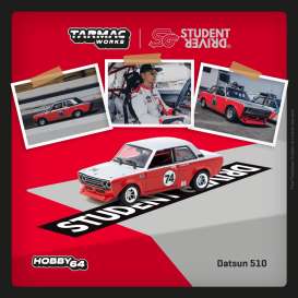 Datsun  - 510 2023 red/white - 1:64 - Tarmac - T64-052-SD - TC-T64-052-SD | Toms Modelautos