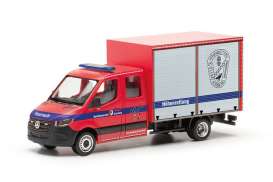 Mercedes Benz  - Sprinter 2018 red/blue - 1:87 - Herpa - H097017 - herpa097017 | Toms Modelautos