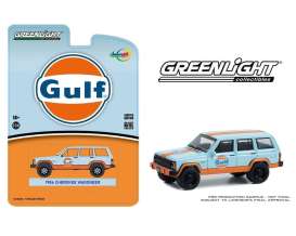 Jeep  - Wagoneer 1986 blue/orange - 1:64 - GreenLight - 51523 - gl51523 | Toms Modelautos