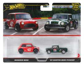 Morris  - Mini #43 & Austin Mini Pick-up red & green - 1:64 - Hotwheels - JBK97 - hwmvJBK97 | Toms Modelautos