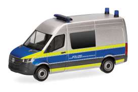 Mercedes Benz  - Sprinter silver/blue/yellow - 1:87 - Herpa - H098304 - herpa098304 | Toms Modelautos