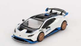 Lamborghini  - Huracan 2023 white/blue/black - 1:64 - Mini GT - 00788-R - MGT00788rhd | Toms Modelautos