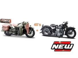 Harley Davidson  - WLA Flathead/FL Panhead black/roze - 1:18 - Maisto - 37301-40 - mai37301-40 | Toms Modelautos