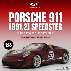 Porsche  - 911 (991.2) Speedster 2019 red - 1:18 - GT Spirit - GT929 - GT929 | Toms Modelautos