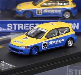 Honda  - Civic EG6 blue/yellow - 1:64 - Street Weapon - STW036 - STW036 | Toms Modelautos